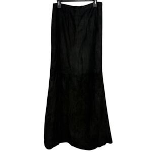 Dero by Rocco D'Amelio Womens Black Leather Suede Fit & Flare Maxi Skirt sz 12